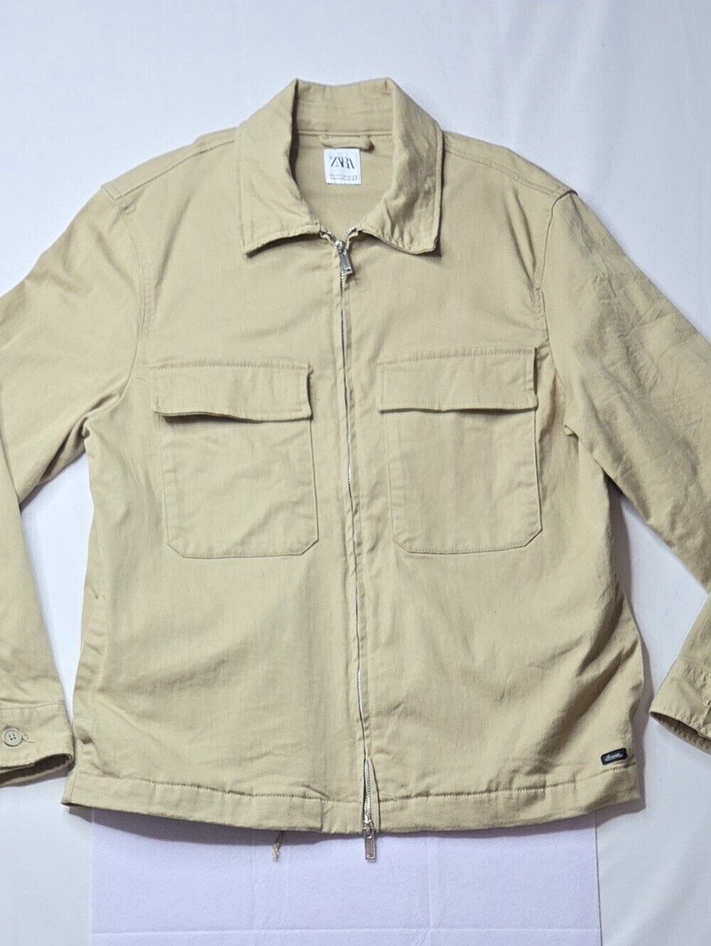 Zara Man DNWR Beige Canvas Utility Jacket Shacket L